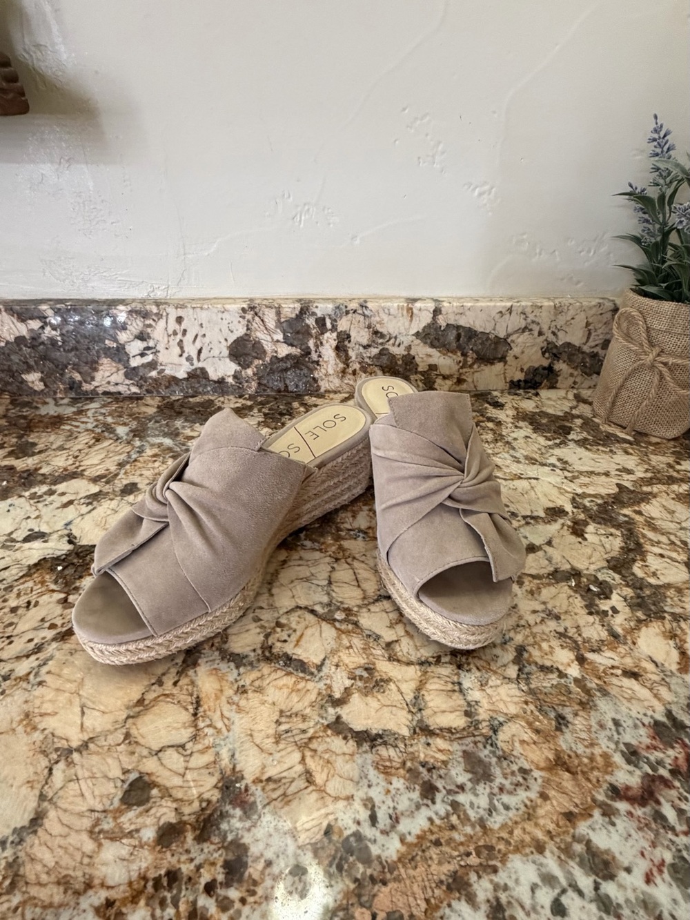 Taupe Knot Espadrille Slide Sandals - Women
